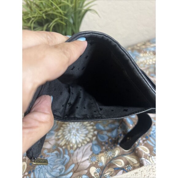 FOSSIL LONG LIVE VINTAGE BLACK DISTRESSED LEATHER WALLET Tri-fold - Picture 9 of 10